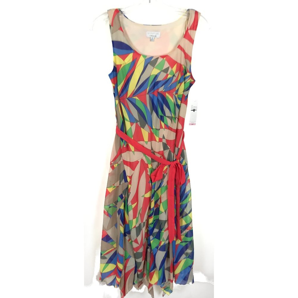 NWT Womens Petite Size 10 10P Robbie Bee Retro 60s Mod Geo Print Midi Dress